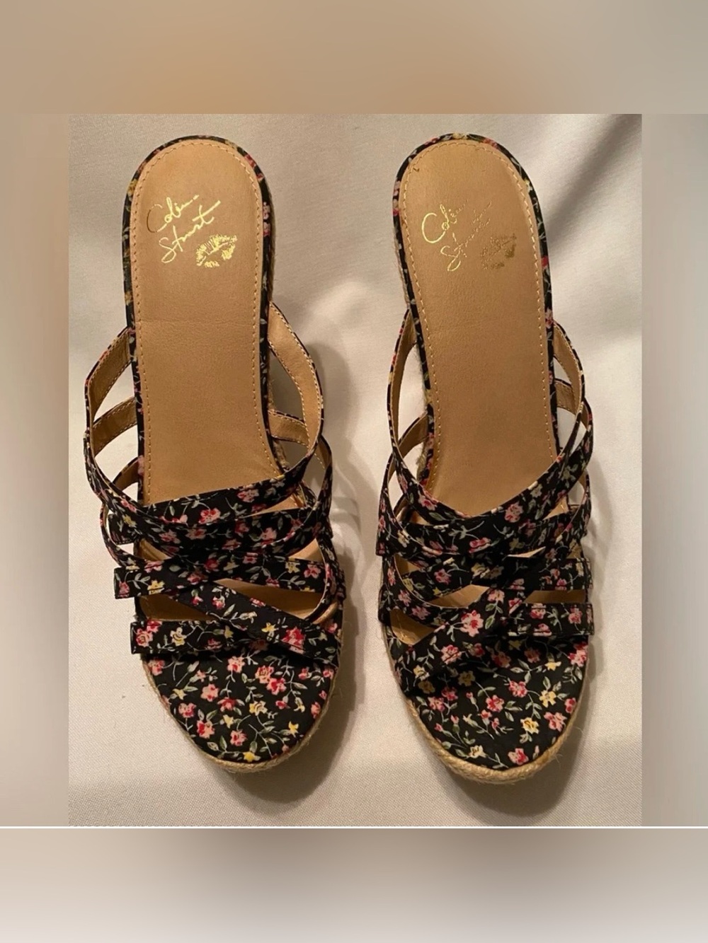 Colin Stuart Floral Wedge Sandal Size 9 Beautiful EUC